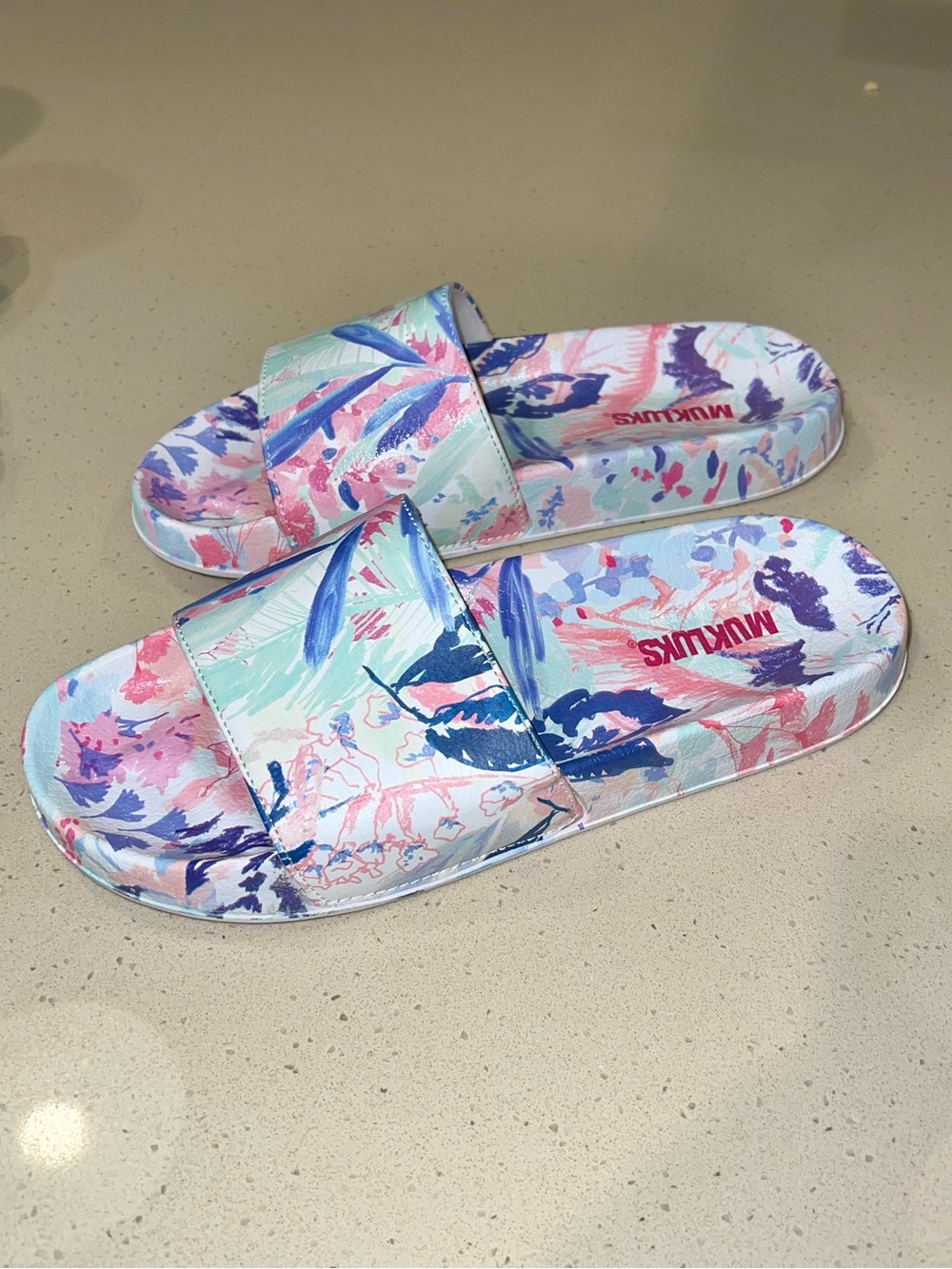 MUK LUKS Floral Slide Sandals - Womens Size 9-10 NWT